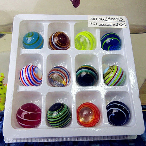 12pcs Custom hand made Murano stripe Glass Marble Ball Figurine aquarium decoration crafts accessories perfect gift for children