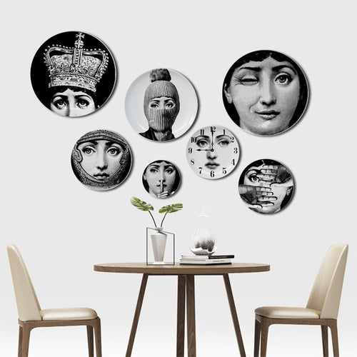 6 To 12 Inch Fornasetti Plates Human Face Illustration Hanging Dishes Artistic Nordic Style Home Decor Lina Face Ceramic Crafts