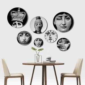 6 To 12 Inch Fornasetti Plates Human Face Illustration Hanging Dishes Artistic Nordic Style Home Decor Lina Face Ceramic Crafts
