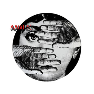 6 To 12 Inch Fornasetti Plates Human Face Illustration Hanging Dishes Artistic Nordic Style Home Decor Lina Face Ceramic Crafts