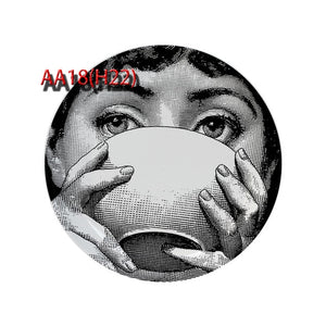 6 To 12 Inch Fornasetti Plates Human Face Illustration Hanging Dishes Artistic Nordic Style Home Decor Lina Face Ceramic Crafts