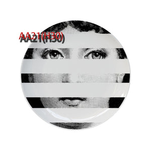 6 To 12 Inch Fornasetti Plates Human Face Illustration Hanging Dishes Artistic Nordic Style Home Decor Lina Face Ceramic Crafts